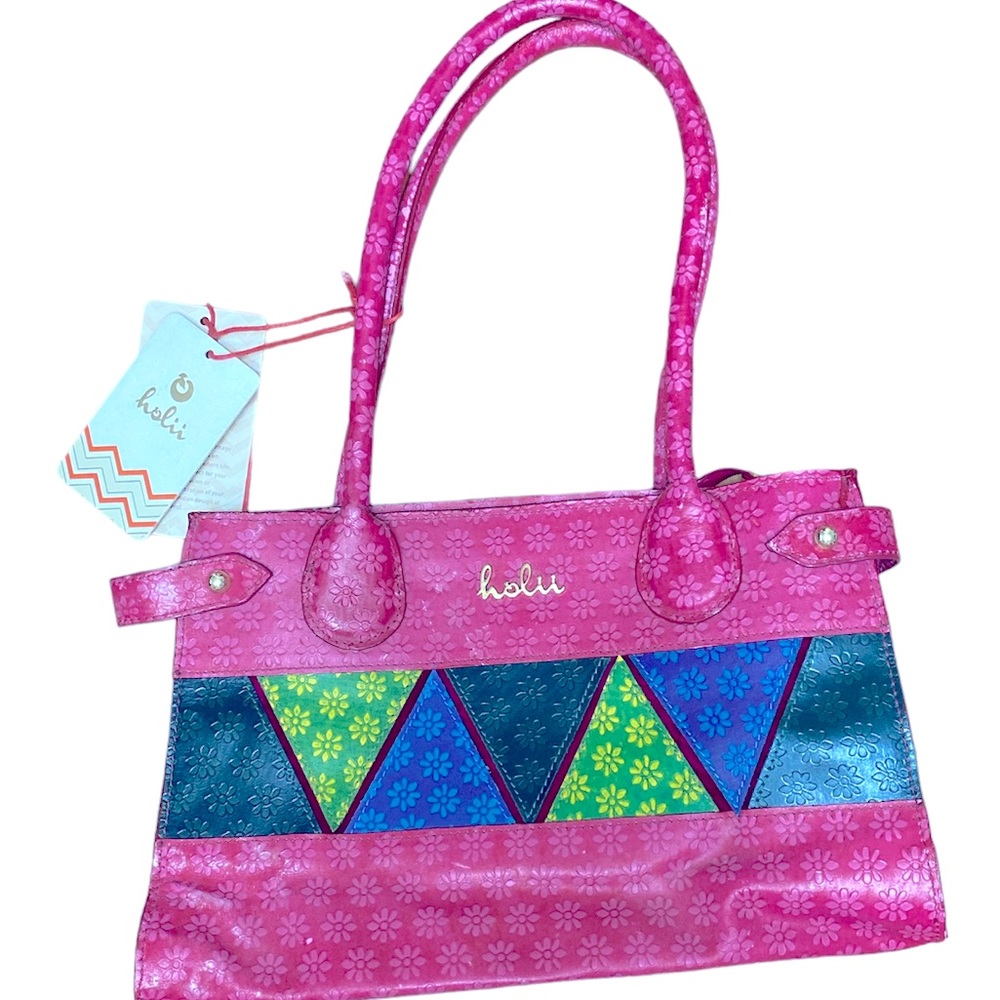 Holii Colorful Floral Tooled Leather Kakatiya Work Day Bag Shoulder Purse
